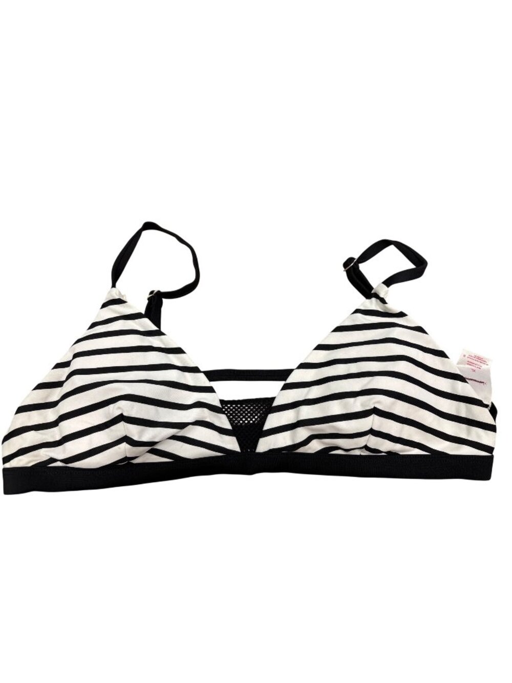 Xhilaration XL Black White Striped Mesh Panel Bikini Top Grungecore Alt Aestheti